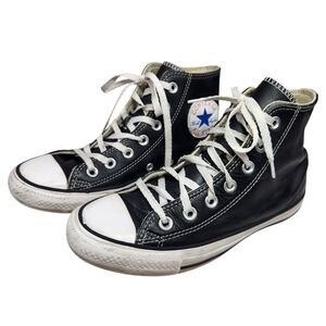 Converse Chuck Taylor All Star High Top Leather Sneakers Black White Women’s 6.5